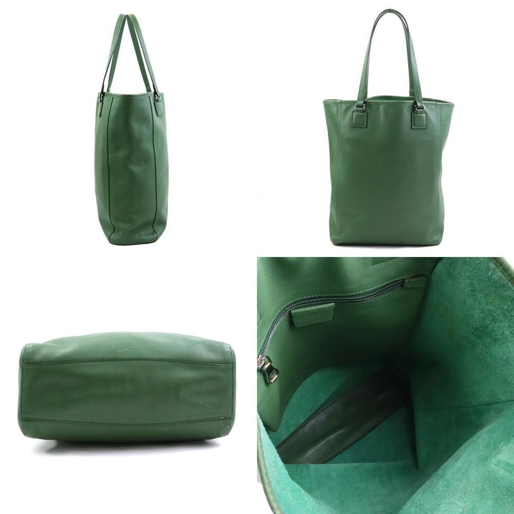 Loewe Silver Shoulder Green Anagram Bag Leather Tote